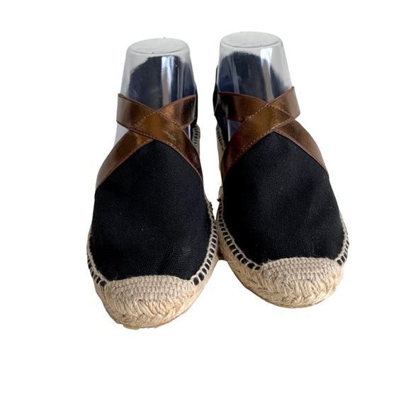 Bettye‎ Muller Espadrilles flats, Black, tan and Bronze slip-on, size 38 or US 7 - Picture 3 of 8